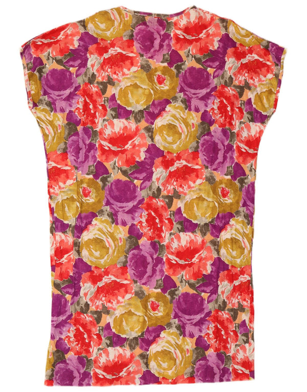 Vintage mujer camiseta vestido Reino Unido 18 XL multicolor floral