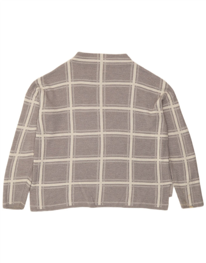 Marks & Spencer Suéter tipo jersey con cuello redondo para mujer UK 46 Large Grey Check