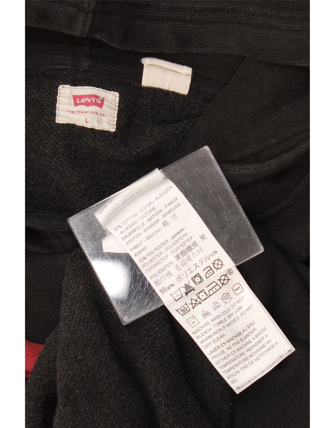 LEVI'S Sudadera con capucha gráfica para mujer UK 46 Grande Algodón negro