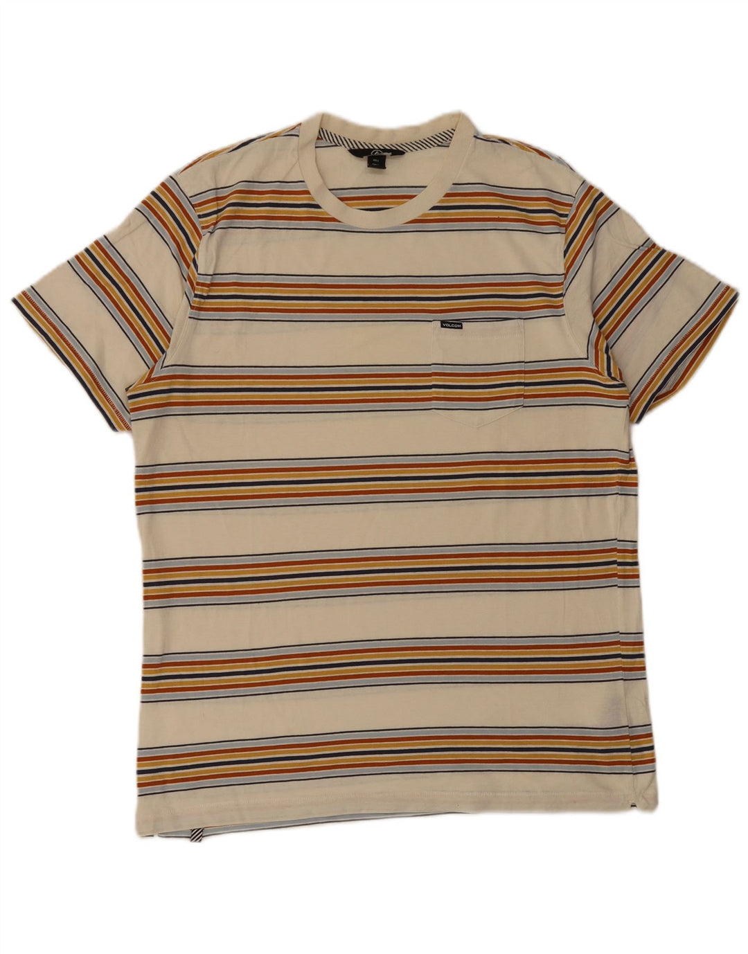 Camiseta Volcom Hombre Top Large Beige Rayas Algodón