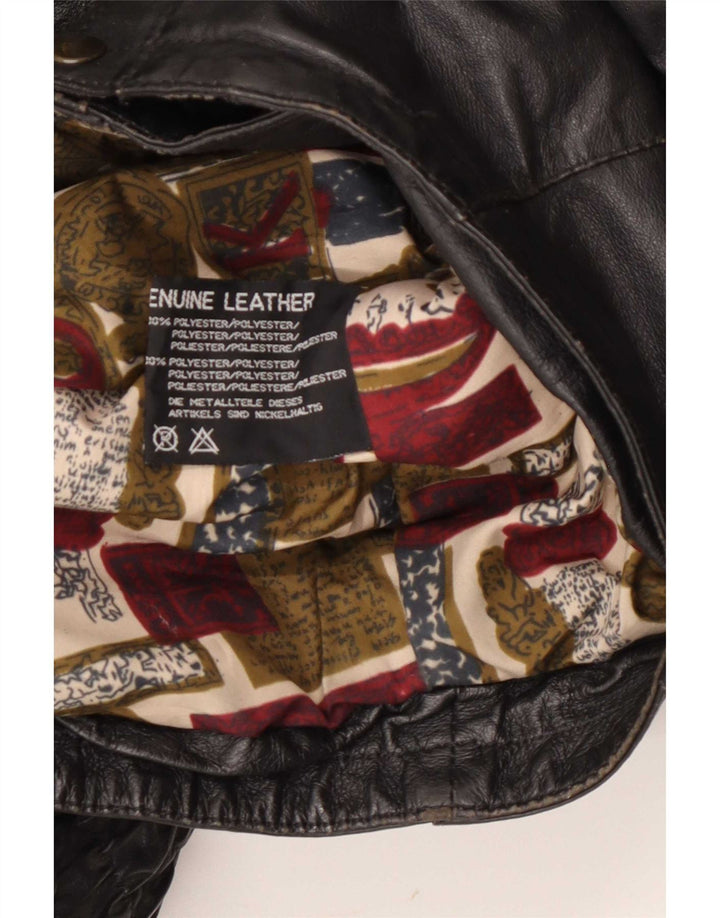Vintage hombres cuero biker chaqueta IT 50 medio negro