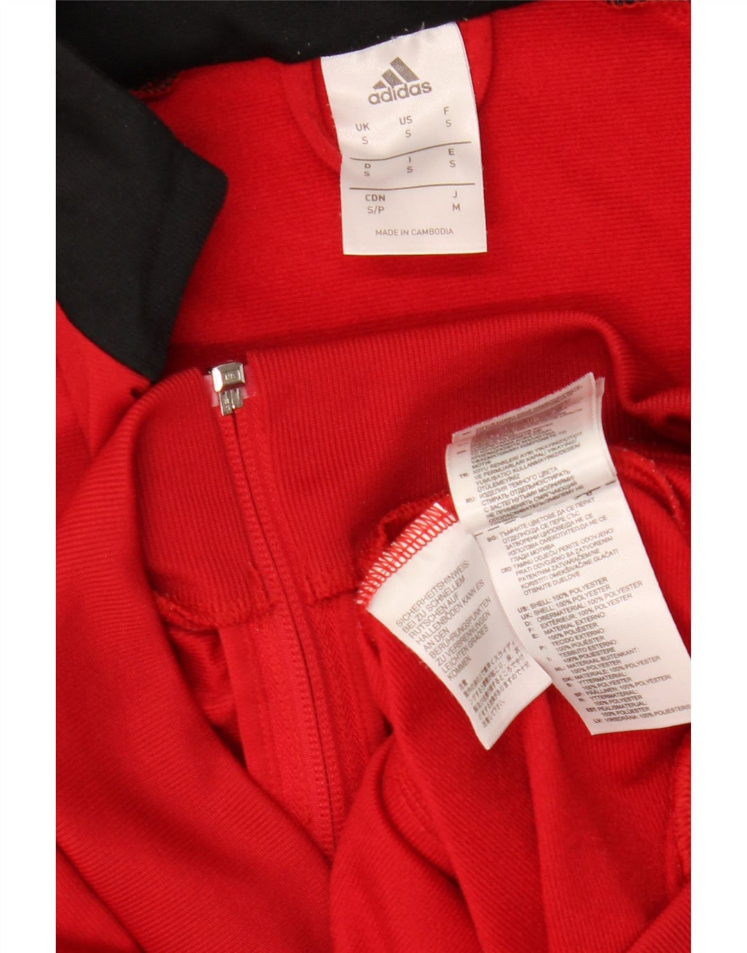 Adidas Hombre Chándal Top Chaqueta Pequeña Rojo Colorblock Poliéster