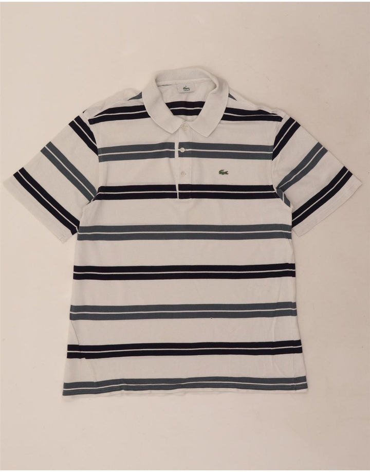 Polo Lacoste para hombre talla 5 grande blanco a rayas