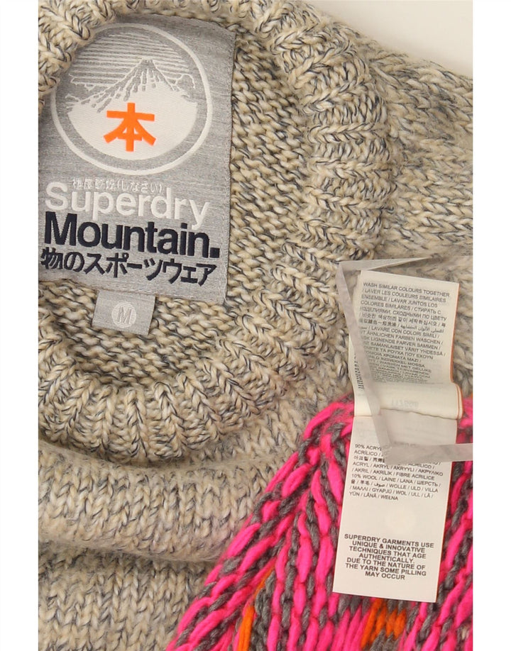Superdry Suéter tipo jersey con cuello redondo para mujer Reino Unido 44 Gris medio Fair Isle