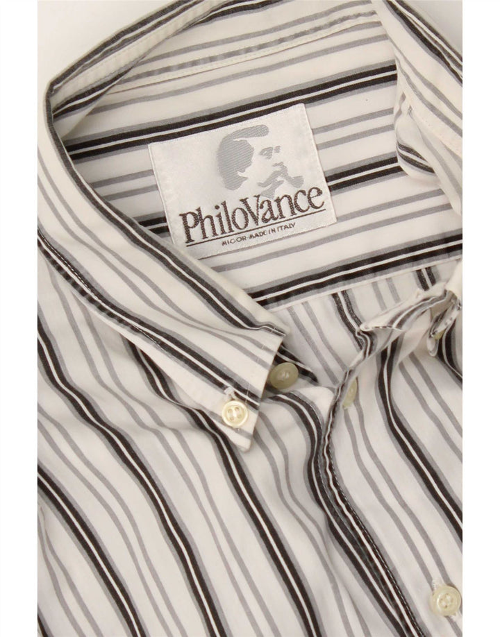 Camisa vintage para hombre grande a rayas blancas