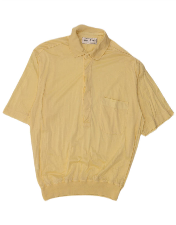 Polo vintage para hombre pequeño algodón amarillo
