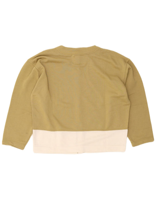 Vintage mujer oversized Cardigan suéter Reino Unido 14 Medium Khaki Colorblock