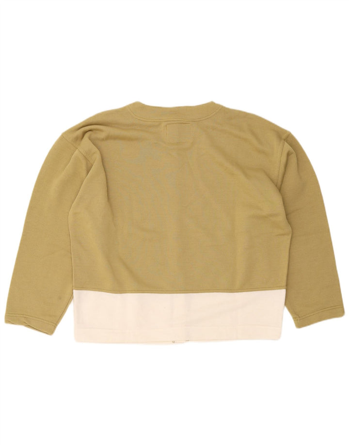 Vintage mujer oversized Cardigan suéter Reino Unido 14 Medium Khaki Colorblock