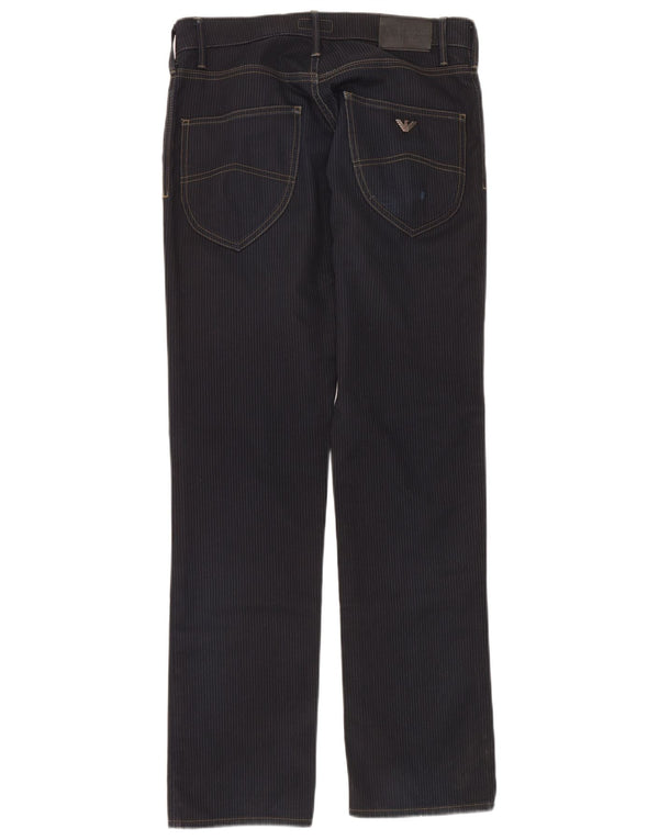 Armani Jeans Pantalones informales rectos para hombre W32 L34 Algodón a rayas azul marino
