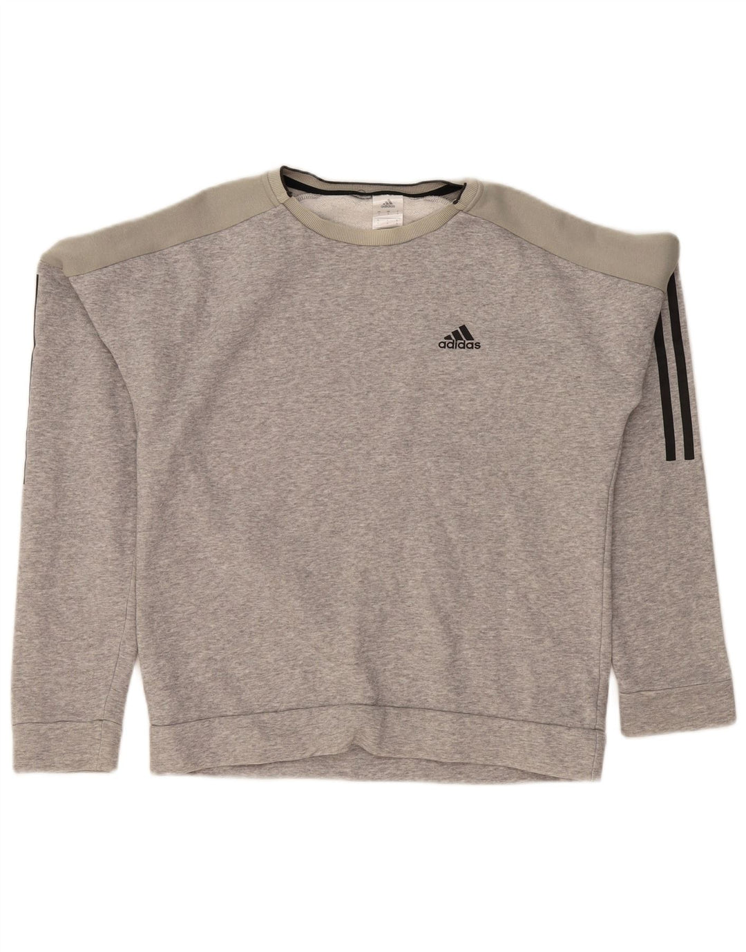 Adidas Hombre Sudadera Jumper Small Gris Colorblock Algodón