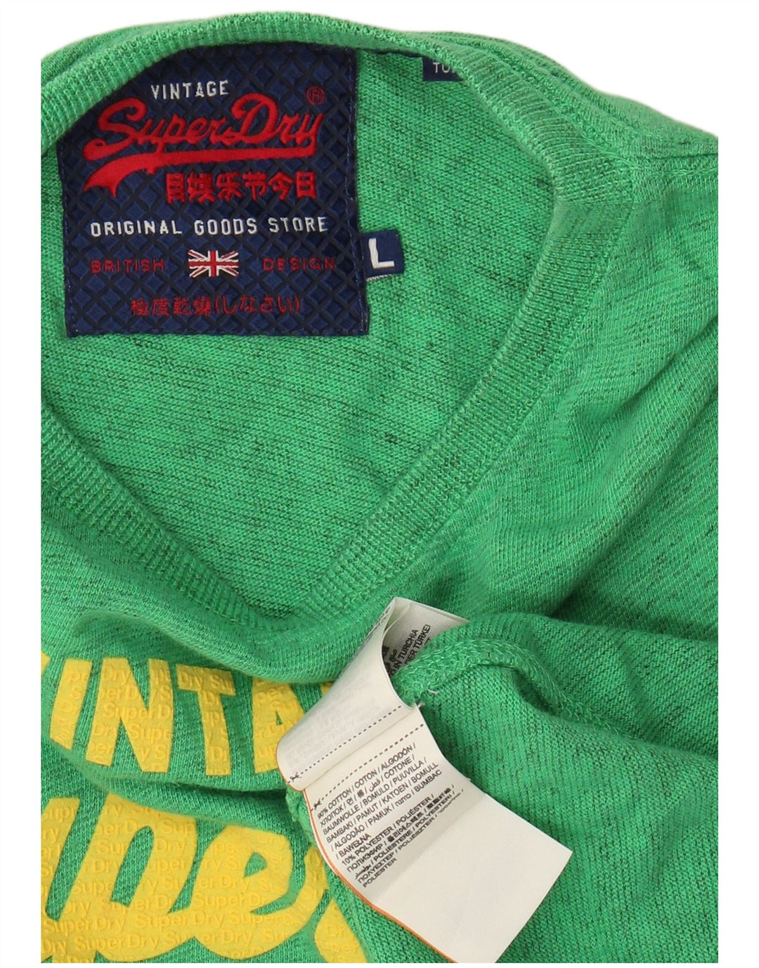 SUPERDRY Camiseta gráfica para hombre Top grande de algodón moteado verde