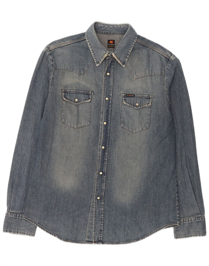 Camisa vaquera Energie para hombre, algodón azul grande