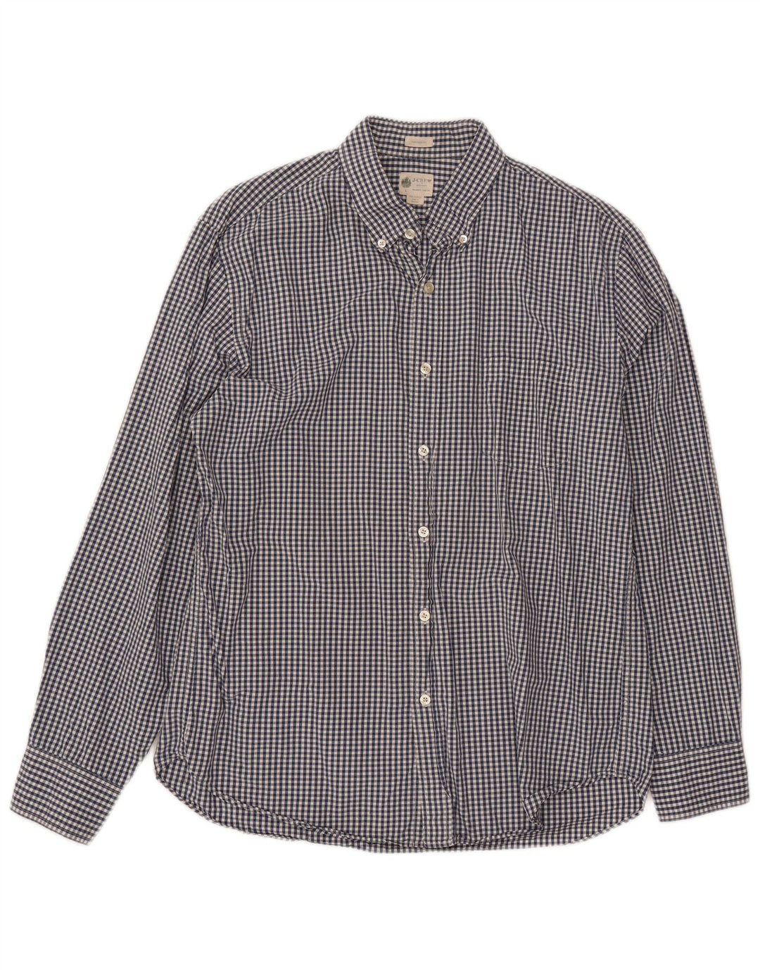 J. CREW Camisa a medida para hombre de algodón a cuadros azul marino grande