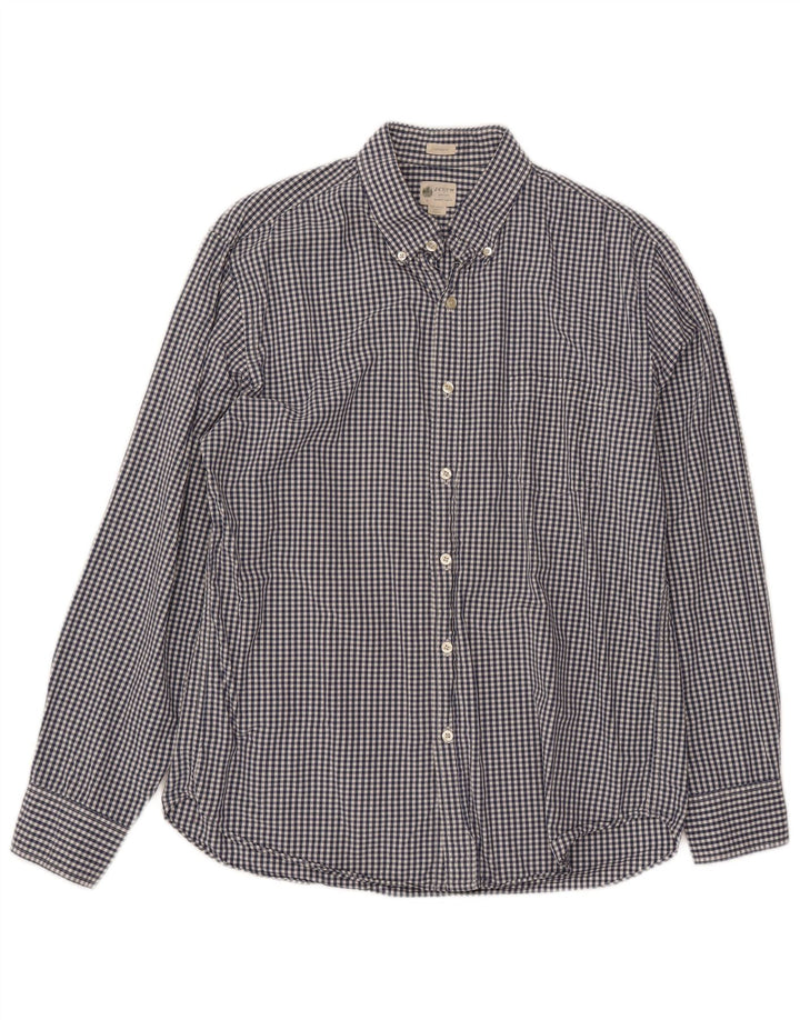 J. CREW Camisa a medida para hombre de algodón a cuadros azul marino grande
