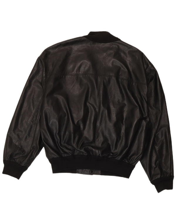 Lamatta Chaqueta de cuero para hombre IT 52 XL Negro