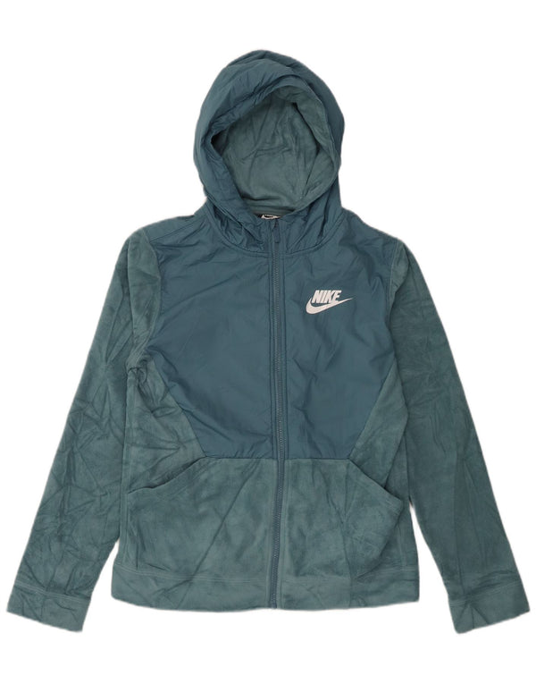 NIKE Chaqueta polar con capucha para mujer ES 40 XL Poliéster azul