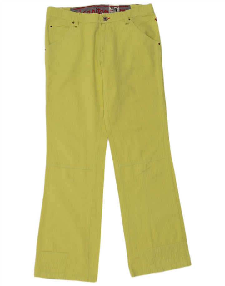 Think Pink Pantalones cargo rectos para mujer IT 46 Large W32 L33 Algodón verde