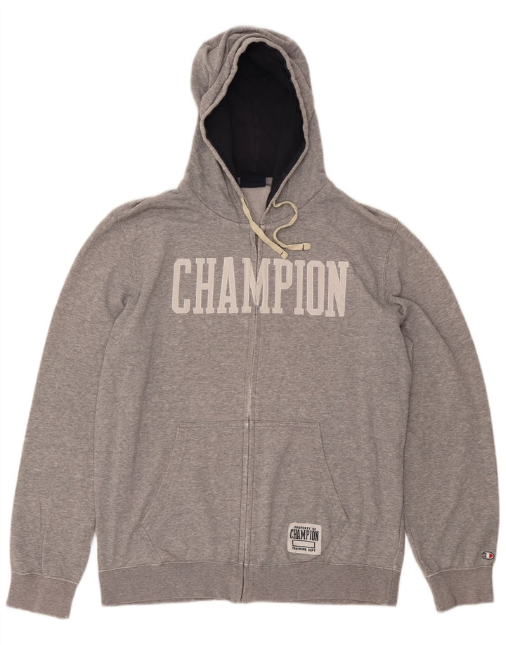 Champion Sudadera con capucha y cremallera gráfica para hombre XL Algodón gris
