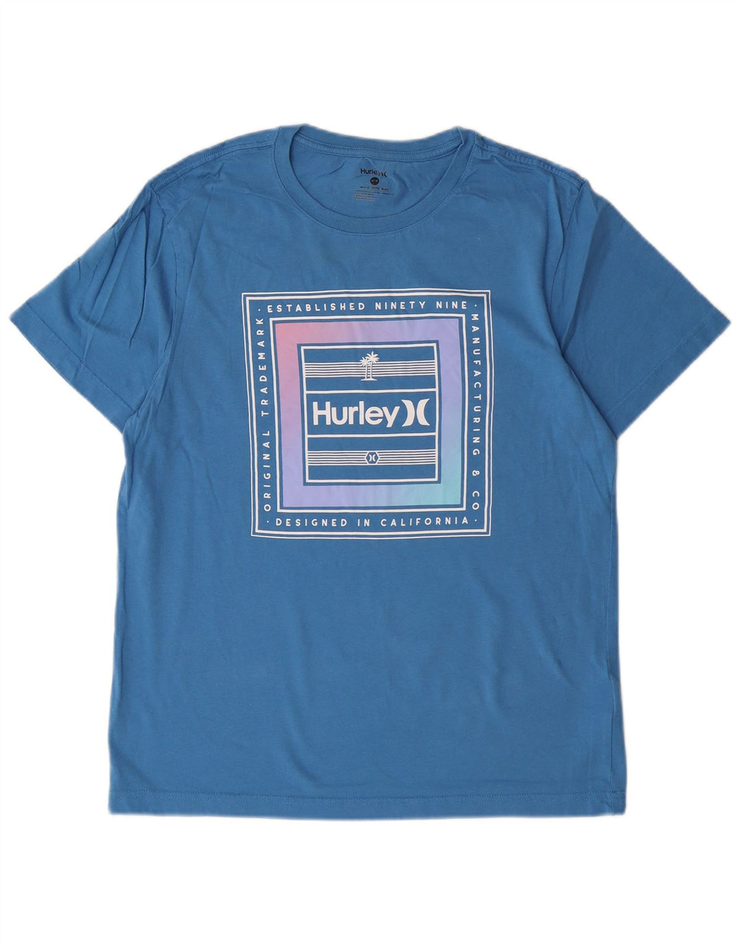 Hurley - Camiseta gráfica para hombre, parte superior de algodón azul medio