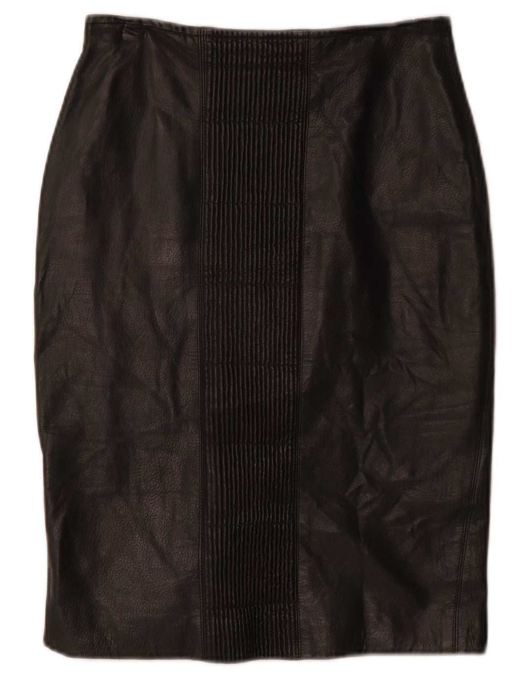 VINTAGE Falda de cuero para mujer W26 Pequeño Negro