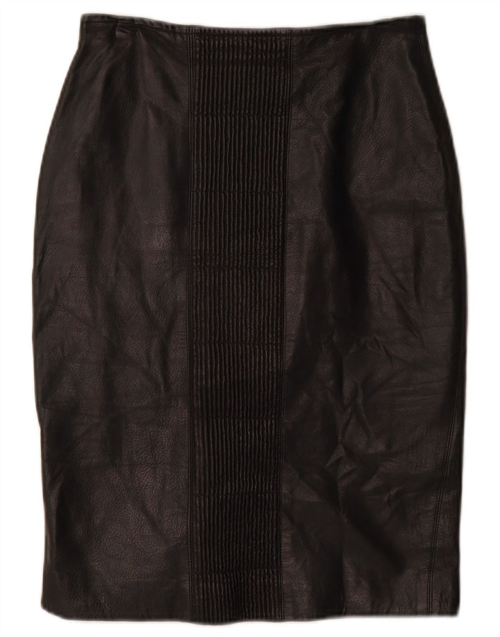 VINTAGE Falda de cuero para mujer W26 Pequeño Negro