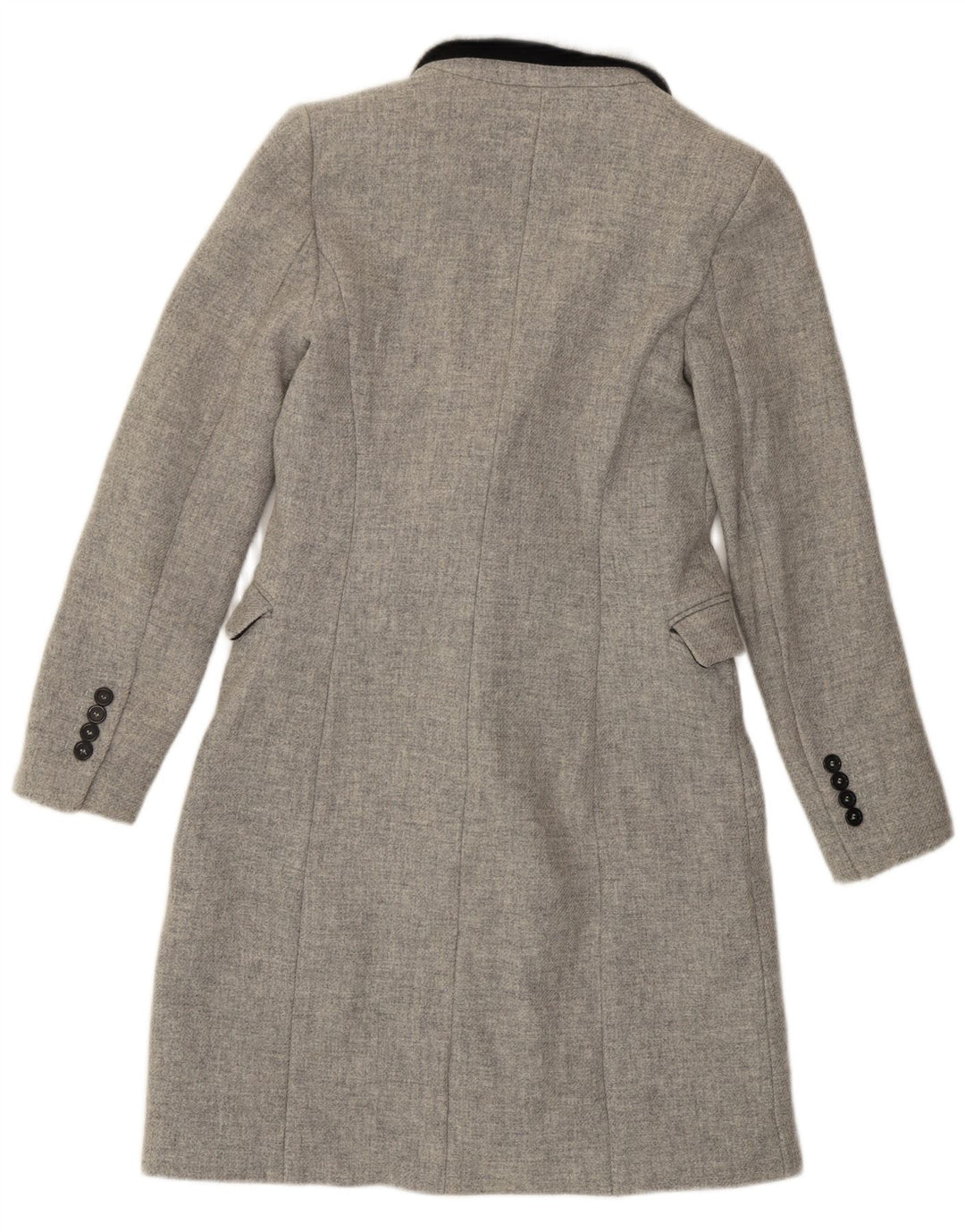 Zara Mujer Abrigo Cruzado UK 6 XS Lana Gris