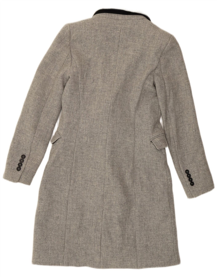 Zara Mujer Abrigo Cruzado UK 6 XS Lana Gris