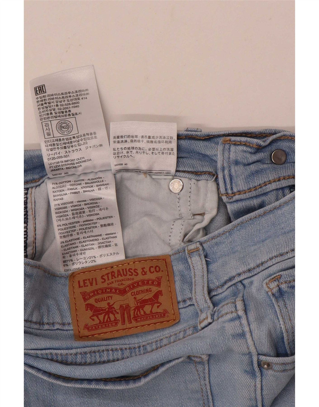 Vaqueros Levi's Mujer Rectos W25 L26 Algodón Azul
