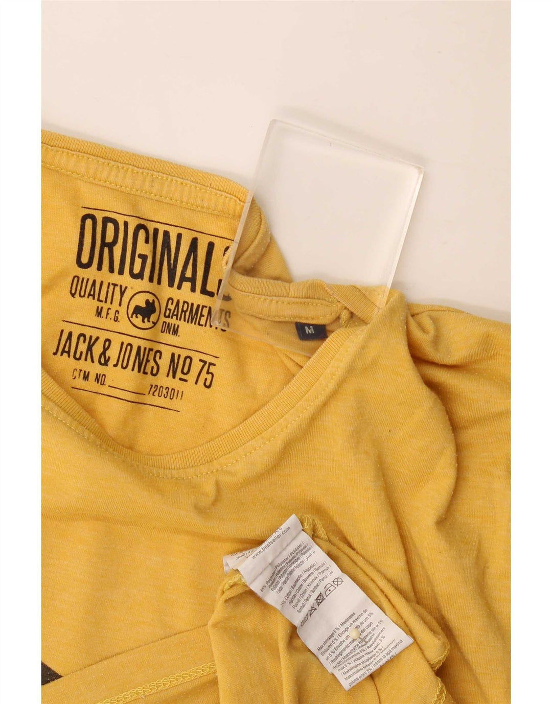 Jack & Jones Hombre Camiseta Gráfica Top Poliéster Amarillo Mediano