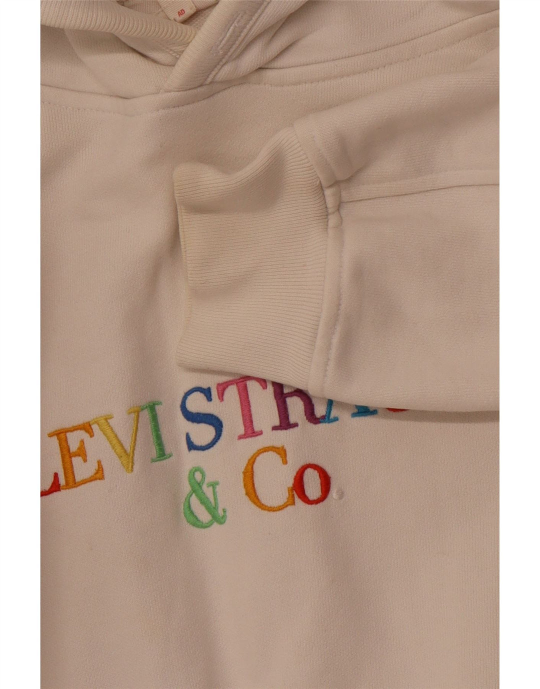 LEVI'S Jersey con capucha y gráfico extragrande para mujer UK 14 Medium Off White