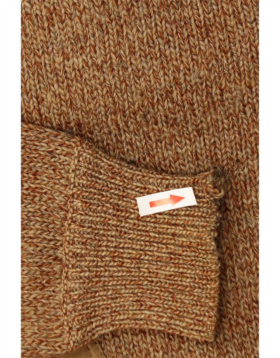Vintage hombres cuello redondo jersey suéter grande beige moteado