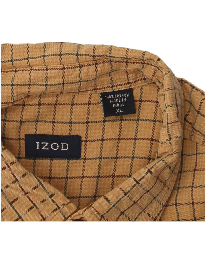 IZOD Camisa de franela para hombre XL Algodón a cuadros amarillos