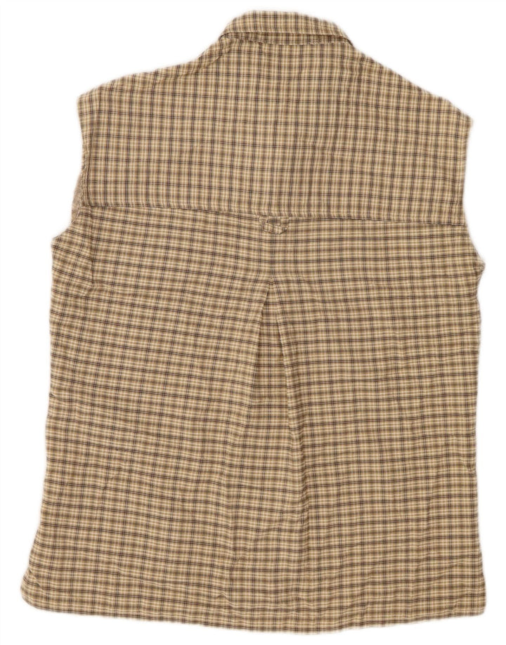 JACK WOLFSKIN Camisa sin mangas para mujer UK 10 Small Beige Check Poliéster