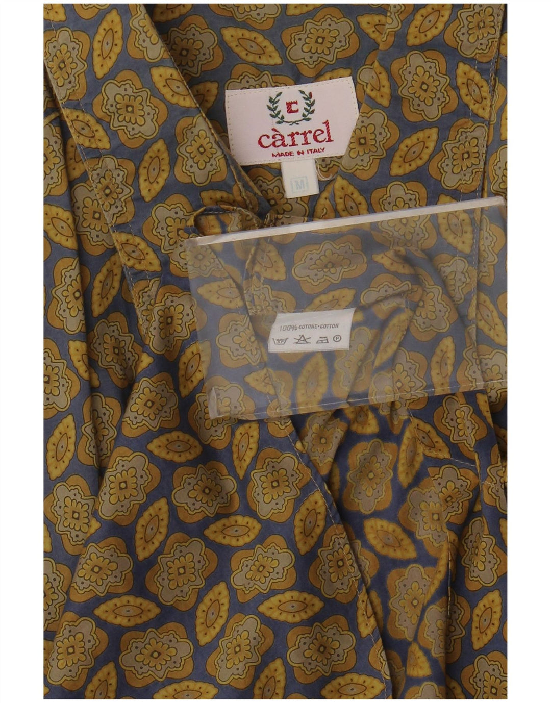 Carrel Hombre Camisa De Manga Corta De Algodón Floral Caqui Medio