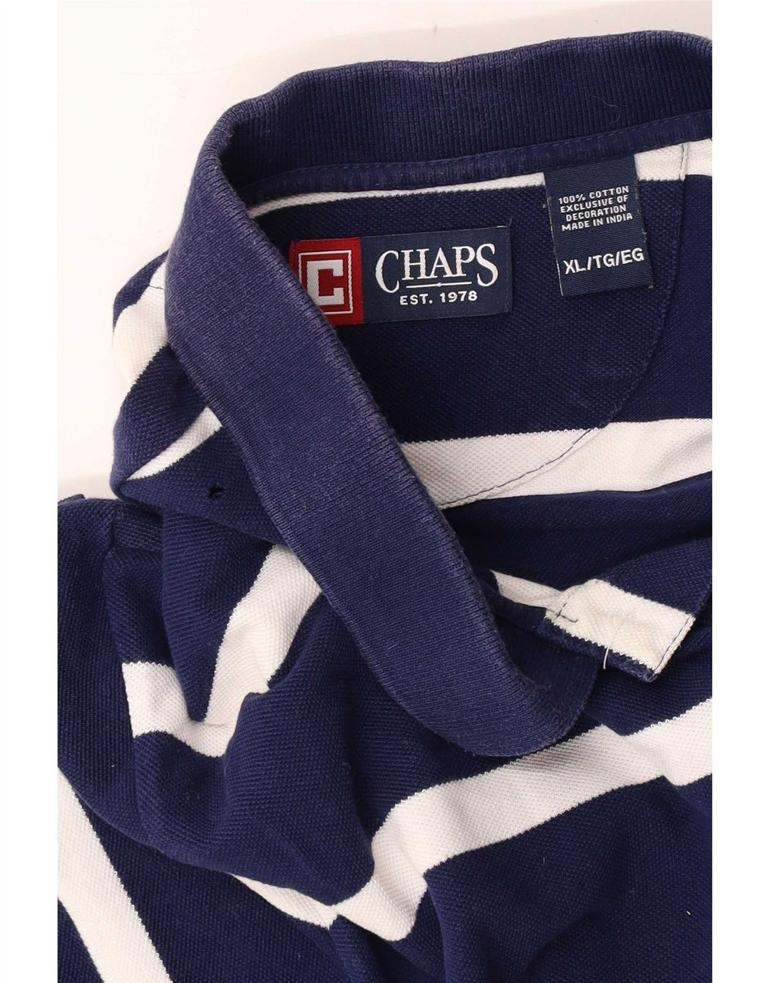 Chaps Polo Hombre XL Algodón Rayas Azul Marino