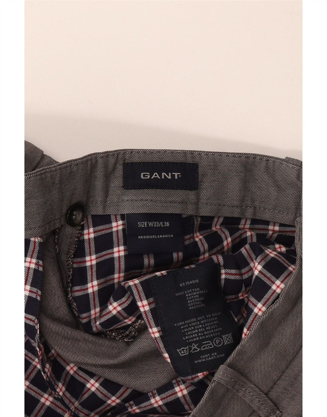 Gant Pantalón chino recto para hombre W33 L31 Algodón gris