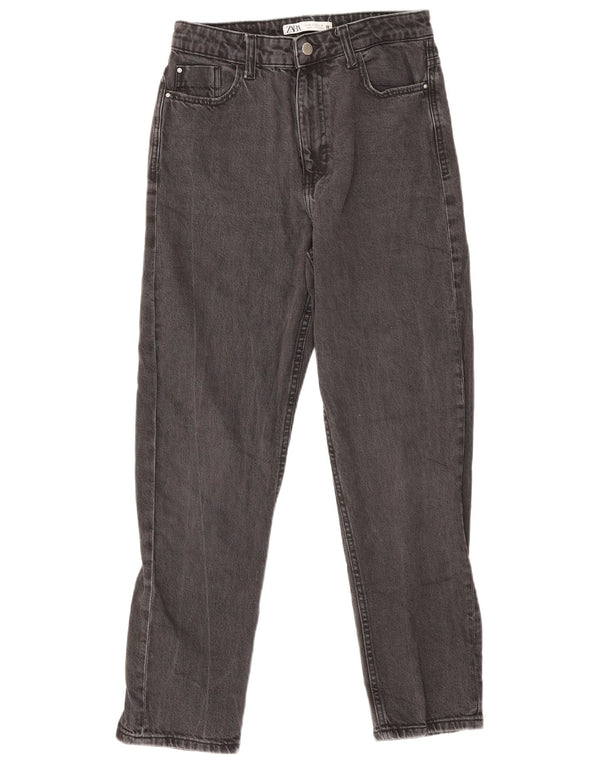 Zara Jeans Cónicos De Cintura Alta Para Mujer EU 38 Small W28 L27 Algodón Negro
