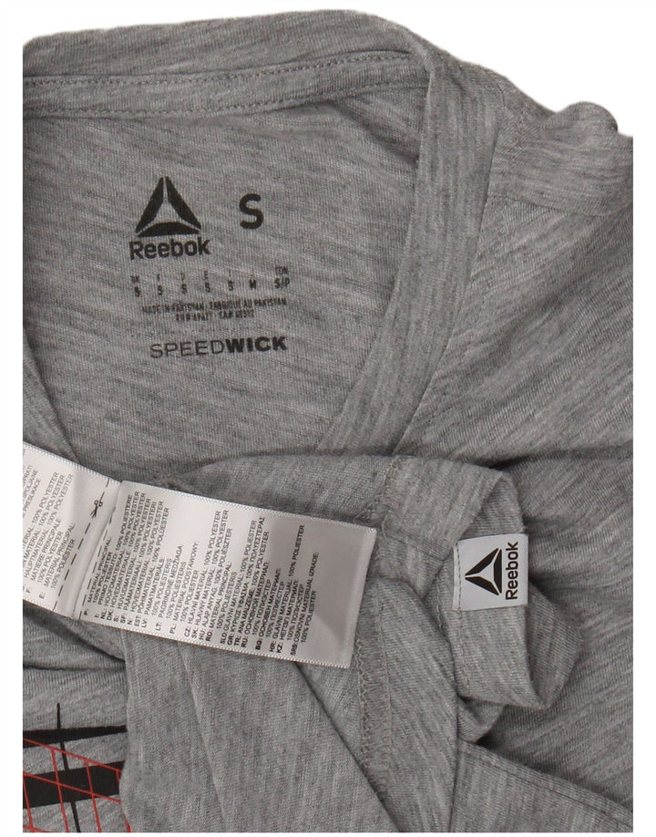 REEBOK Camiseta gráfica para hombre Top pequeño poliéster moteado gris