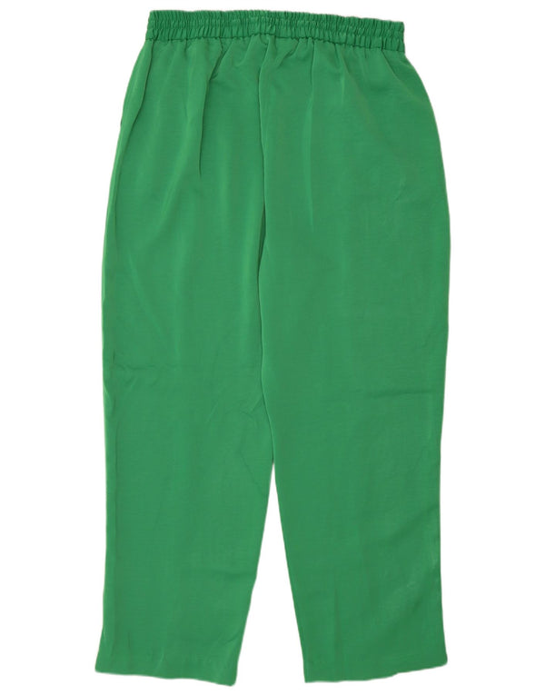 Zara Mujer Pantalón Recto Cropped XL W32 L27 Verde Poliéster