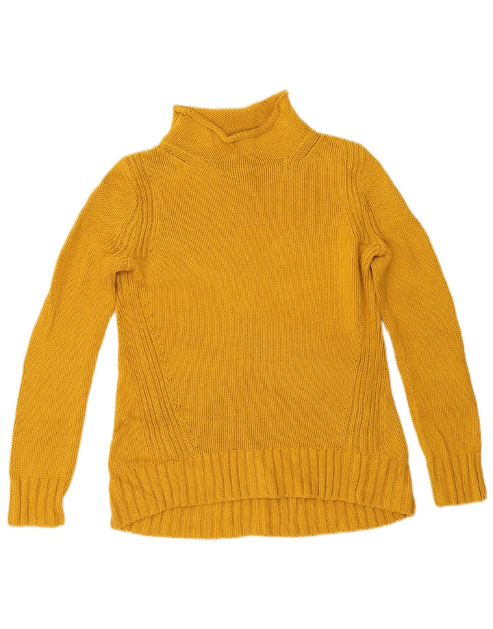 J. CREW Suéter tipo jersey con cuello alto para mujer UK 10 Small Yellow Cotton