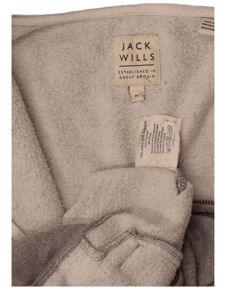 Jack Wills Sudadera con capucha y cremallera para hombre de algodón moteado gris medio