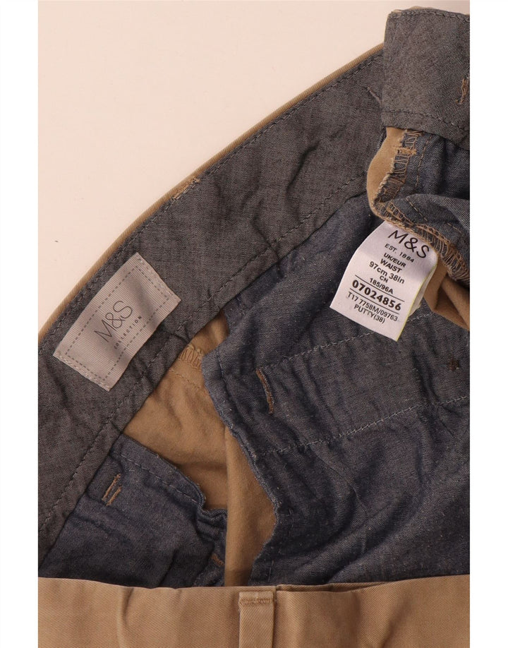 MARKS & SPENCER Pantalones cortos chinos para hombre W38 XL Algodón beige