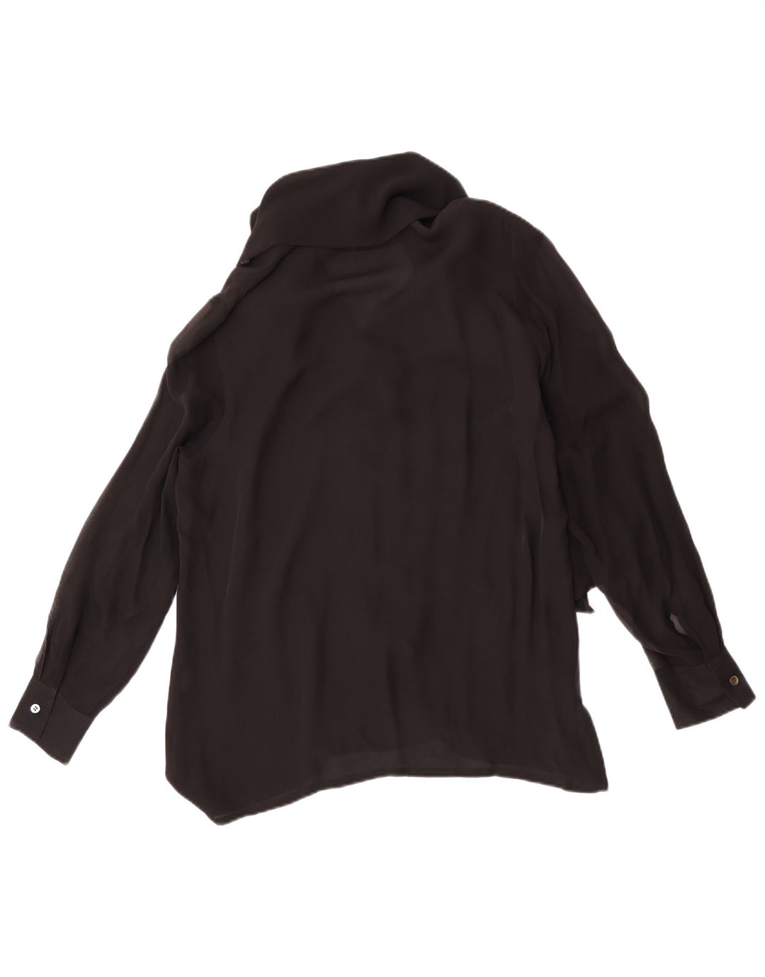 Blunauta Blusa camisera con lazo frontal para mujer IT 44 Seda negra mediana