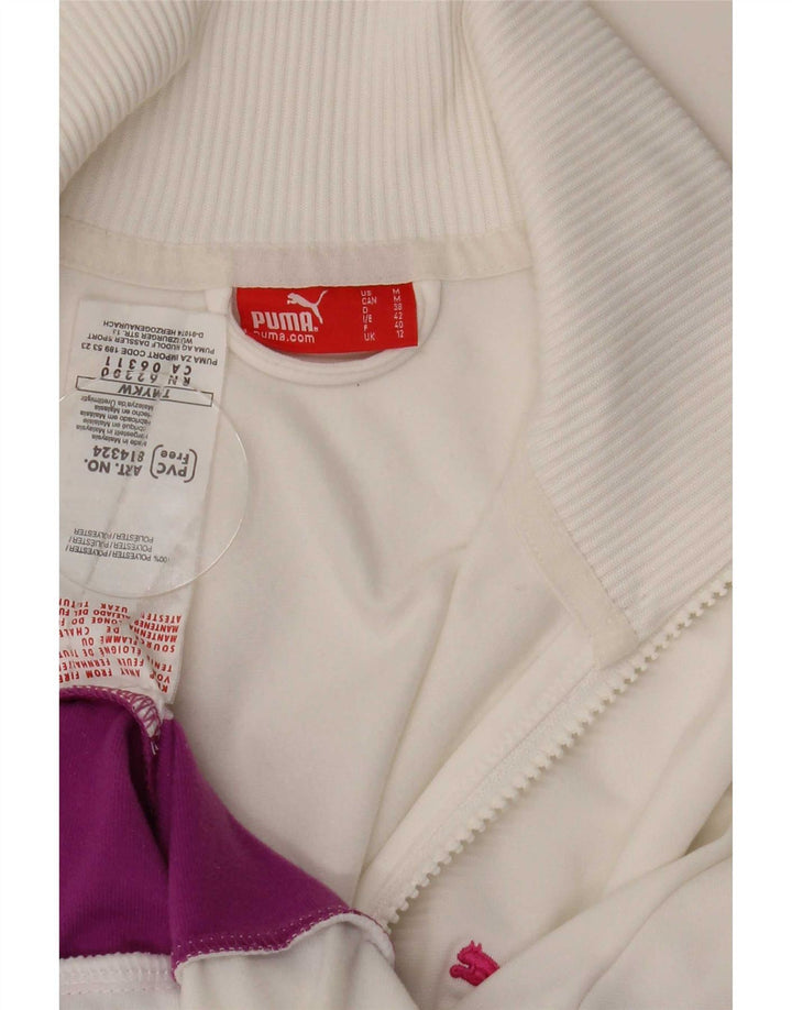 Puma Chaqueta de chándal para mujer UK 40 Mediana Blanco Colorblock Poliéster