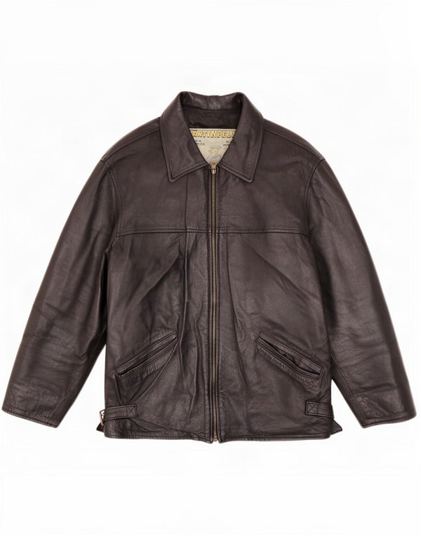 Chaqueta de cuero vintage para hombre IT 48 Medium Black