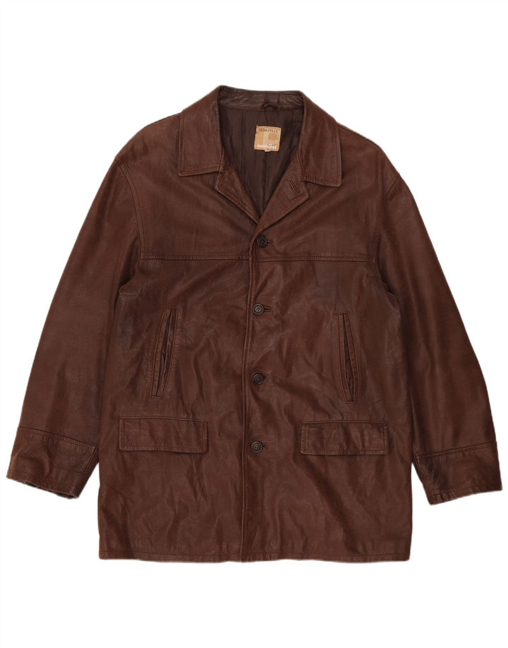 Conbipel Chaqueta de cuero para hombre IT 52 Cuero marrón grande