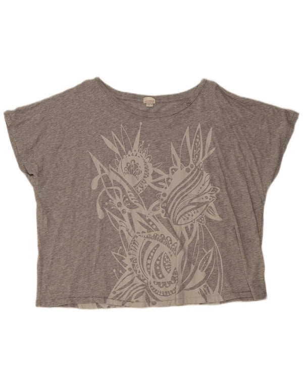 Diesel Mujer Camiseta Gráfica Extragrande UK 44 Algodón Gris Medio