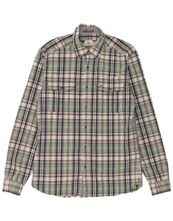 Camisa Lacoste para hombre talla 39 Algodón a cuadros verde medio