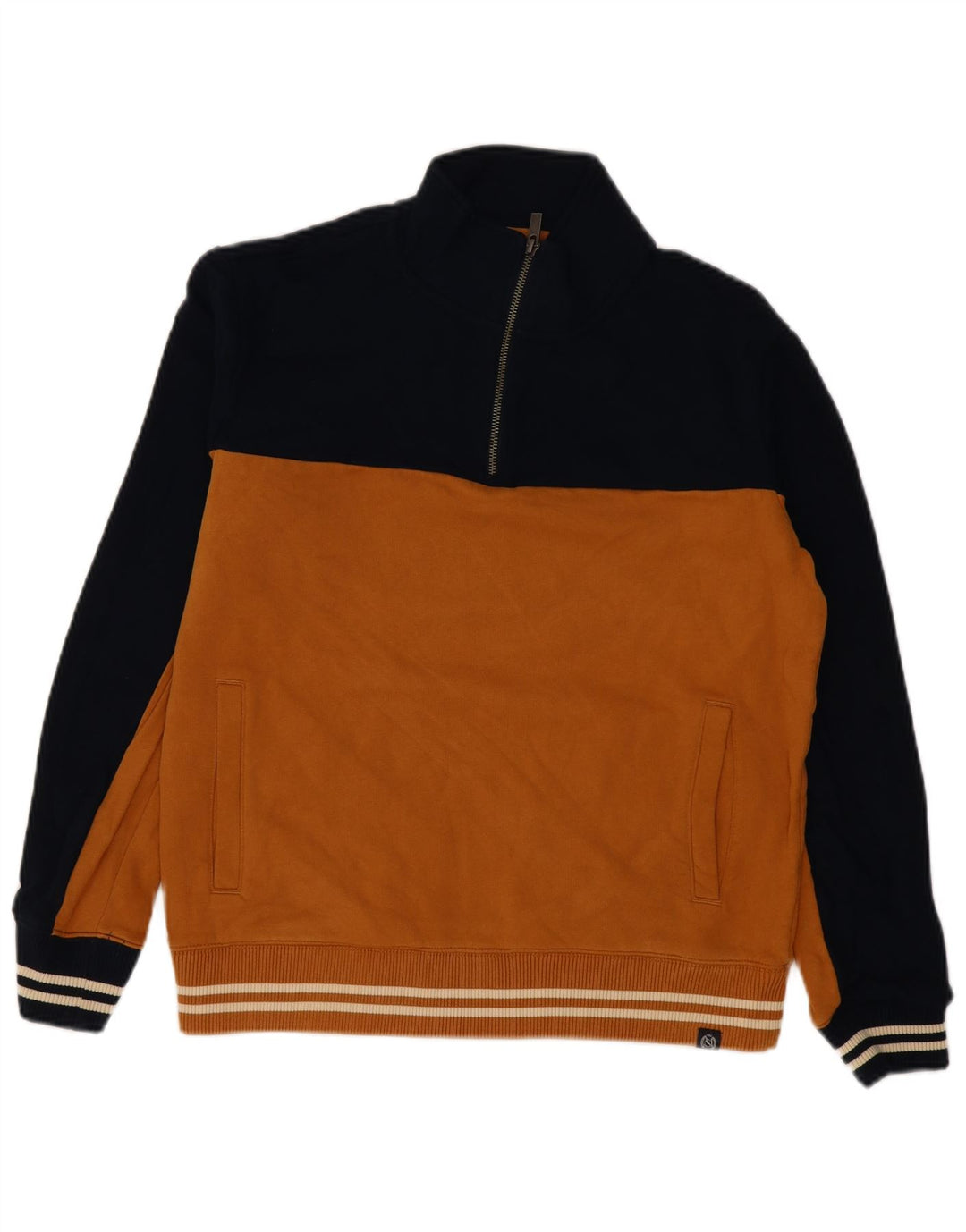Marks & Spencer Sudadera con cuello y cremallera para hombre, tipo jersey, color amarillo, talla grande