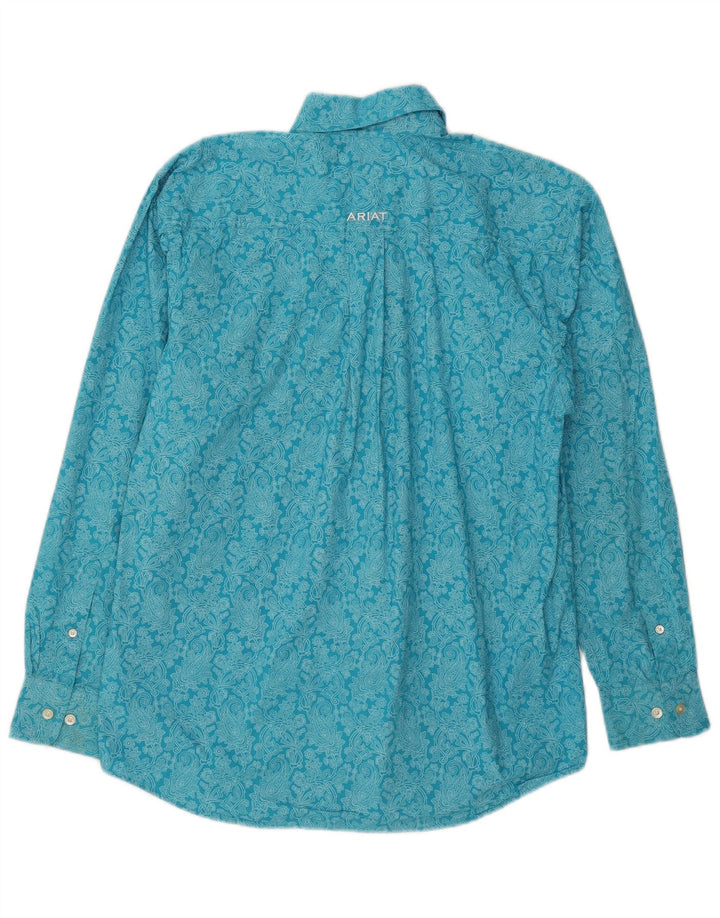 Camisa Ariat Hombre Small Azul Paisley Algodón